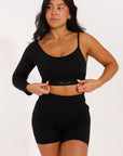 REVERSIBLE ONE SHOULDER L/S CROP