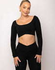 CROSS OVER LONG SLEEVE CROP