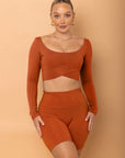 CROSS OVER LONG SLEEVE CROP