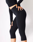 Black Classic 3/4 Pocket Running Leggings Bottoms