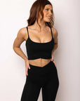 Black Cross Over Crop Tops