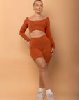 CROSS OVER LONG SLEEVE CROP