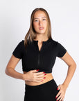 ZIPPED CROPPED TEE
